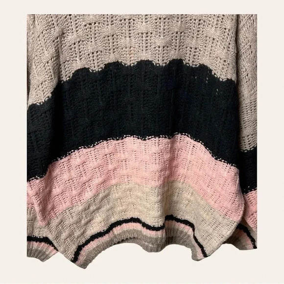 1221. BIBI TEXTURED SWEATER SIZE X-LARGE PINK/BLACK/TAN/WHITE IN COLOR BALLOON - Picture 7 of 13